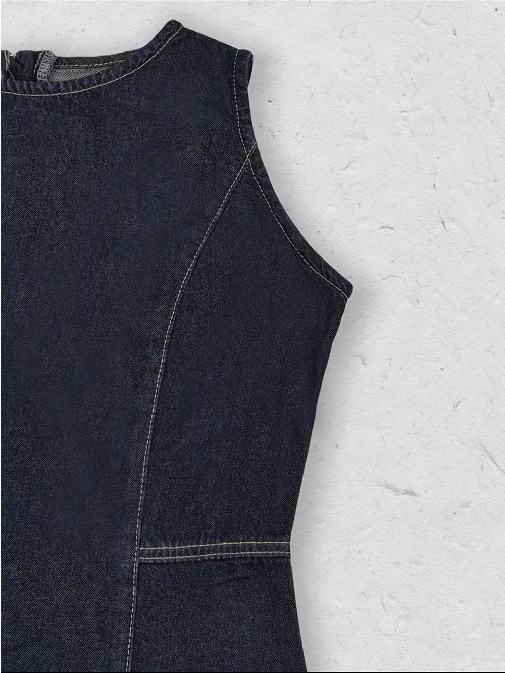 Dark Denim Mini Dress with slit. NWT. BLUE. - Picture 5 of 5